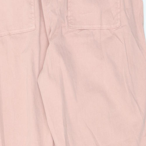 Marks and Spencer Womens Pink Cotton Trousers Size 20 L27 in Regular Button