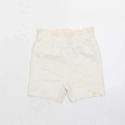 Marks and Spencer Girls Beige Cotton Cropped Trousers Size 18-24 Months Pullover - Embroidered