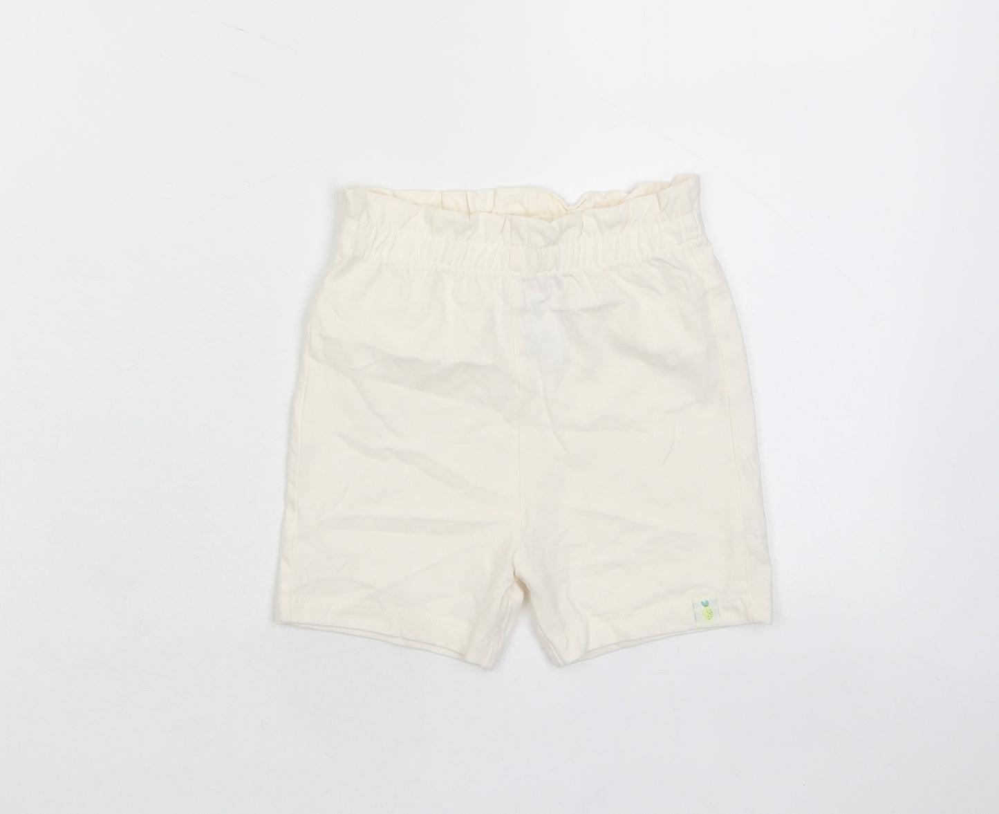 Marks and Spencer Girls Beige Cotton Cropped Trousers Size 18-24 Months Pullover - Embroidered