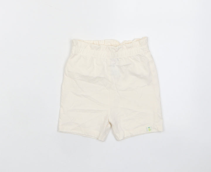 Marks and Spencer Girls Beige Cotton Cropped Trousers Size 18-24 Months Pullover - Embroidered