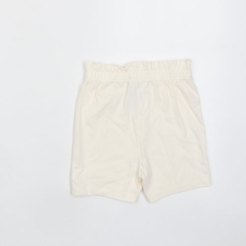 Marks and Spencer Girls Beige Cotton Cropped Trousers Size 18-24 Months Pullover - Embroidered