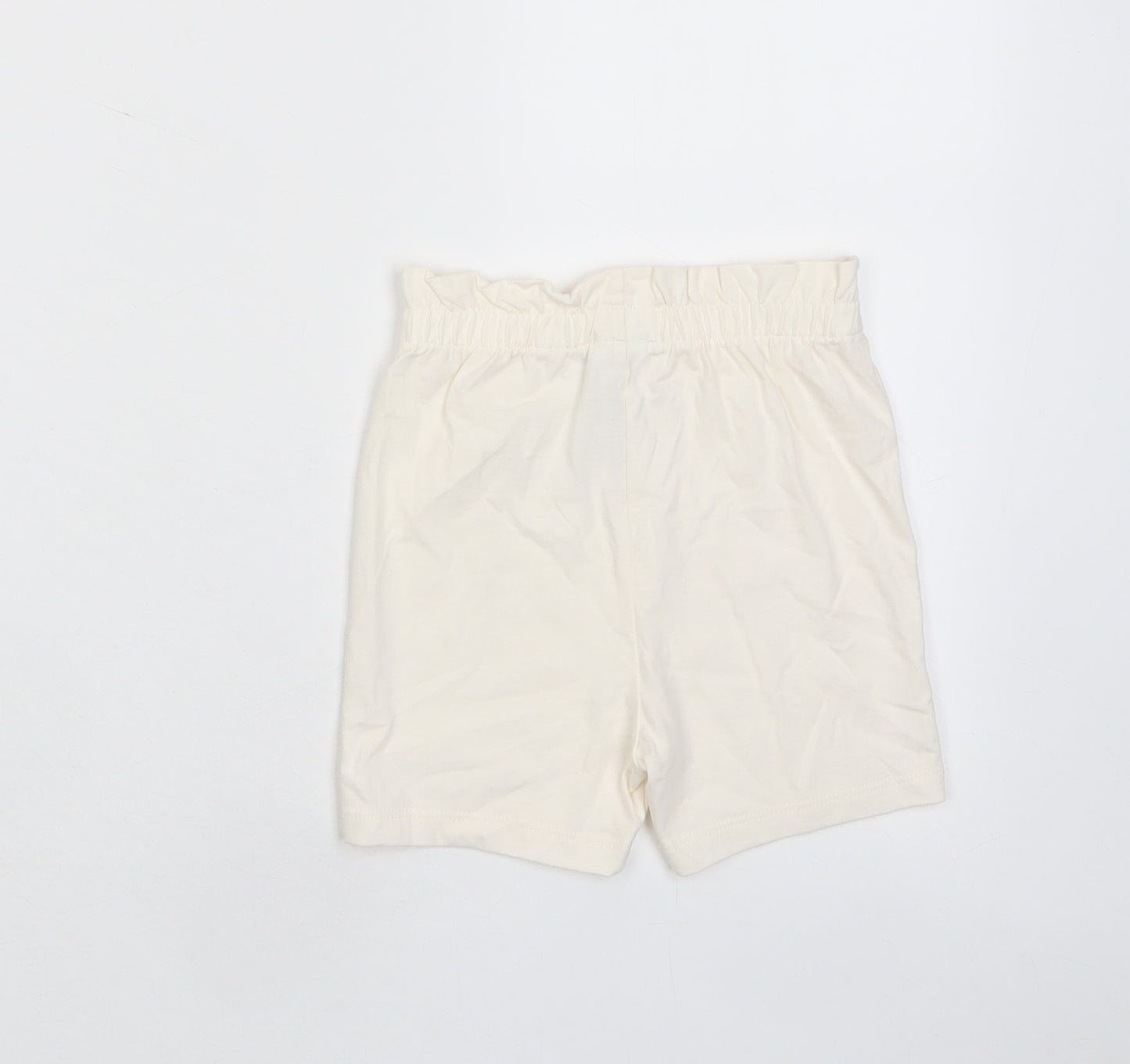Marks and Spencer Girls Beige Cotton Cropped Trousers Size 18-24 Months Pullover - Embroidered