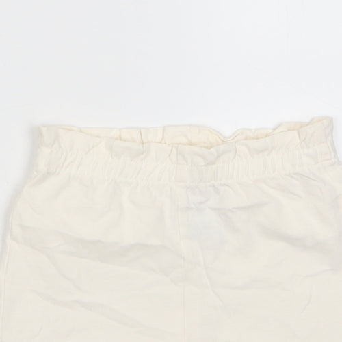 Marks and Spencer Girls Beige Cotton Cropped Trousers Size 18-24 Months Pullover - Embroidered