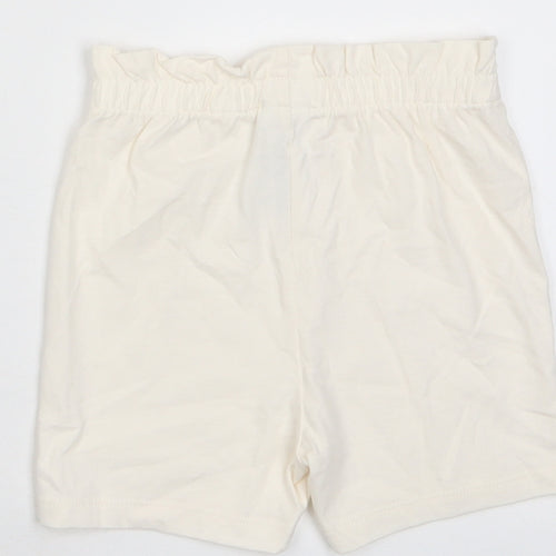 Marks and Spencer Girls Beige Cotton Cropped Trousers Size 18-24 Months Pullover - Embroidered