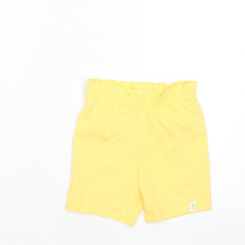 Marks and Spencer Girls Yellow Cotton Cropped Trousers Size 12-18 Months Pullover - Embroidered
