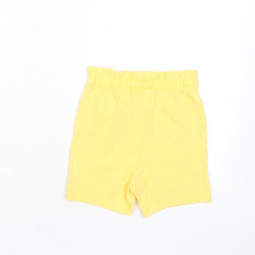 Marks and Spencer Girls Yellow Cotton Cropped Trousers Size 12-18 Months Pullover - Embroidered