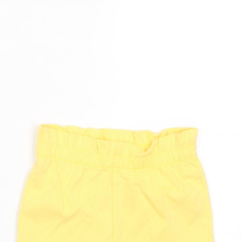 Marks and Spencer Girls Yellow Cotton Cropped Trousers Size 12-18 Months Pullover - Embroidered