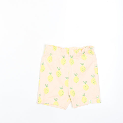 Marks and Spencer Girls Pink Geometric Cotton Cropped Trousers Size 12-18 Months Pullover - Lemon Print