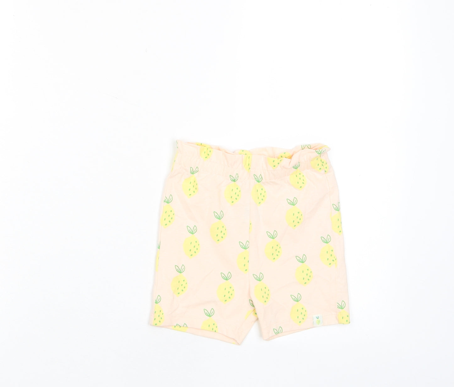 Marks and Spencer Girls Pink Geometric Cotton Cropped Trousers Size 12-18 Months Pullover - Lemon Print