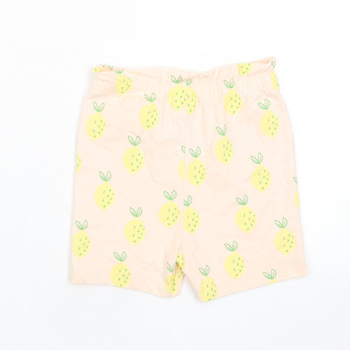 Marks and Spencer Girls Pink Geometric Cotton Cropped Trousers Size 12-18 Months Pullover - Lemon Print