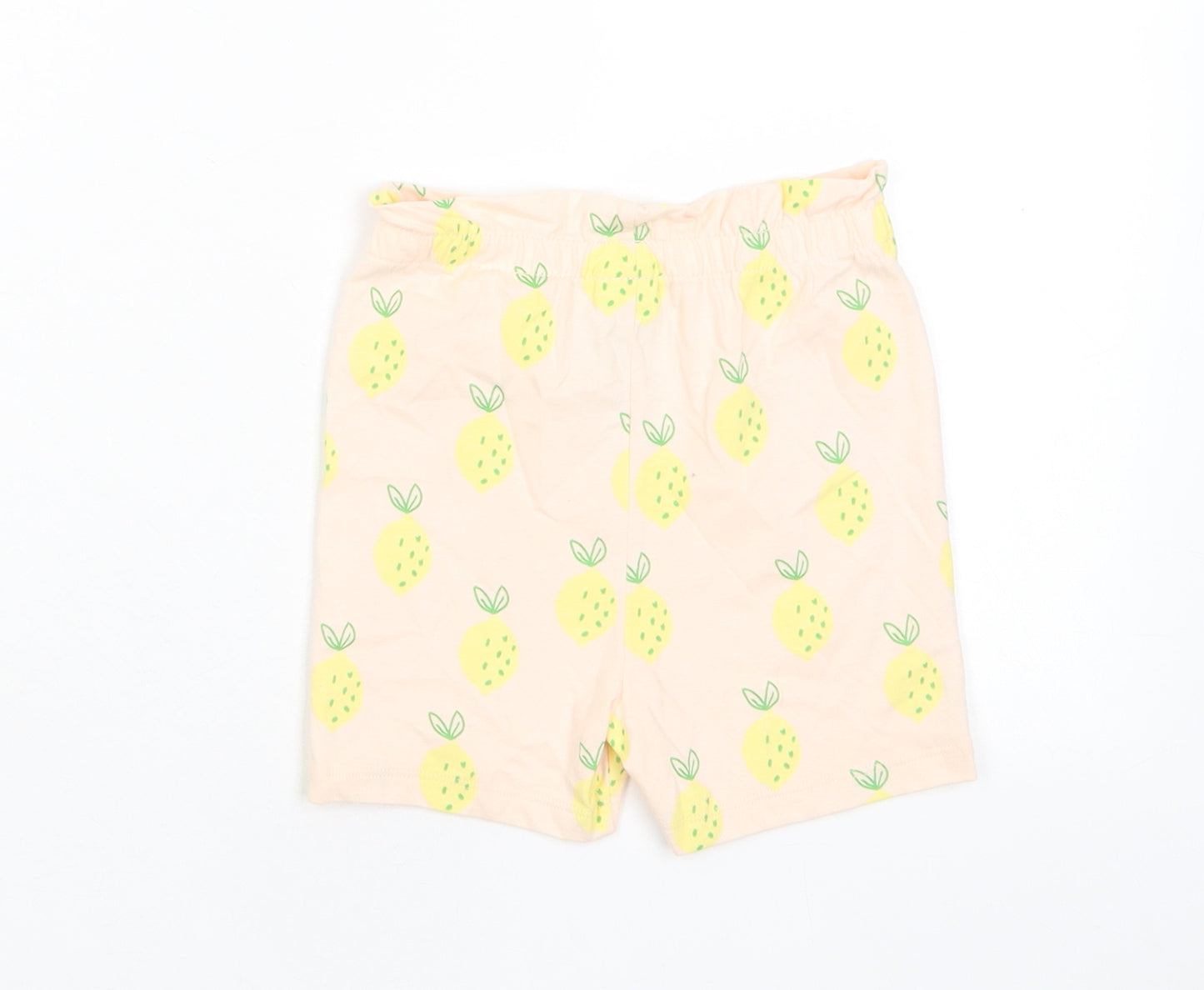 Marks and Spencer Girls Pink Geometric Cotton Cropped Trousers Size 12-18 Months Pullover - Lemon Print