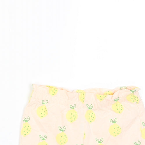 Marks and Spencer Girls Pink Geometric Cotton Cropped Trousers Size 12-18 Months Pullover - Lemon Print