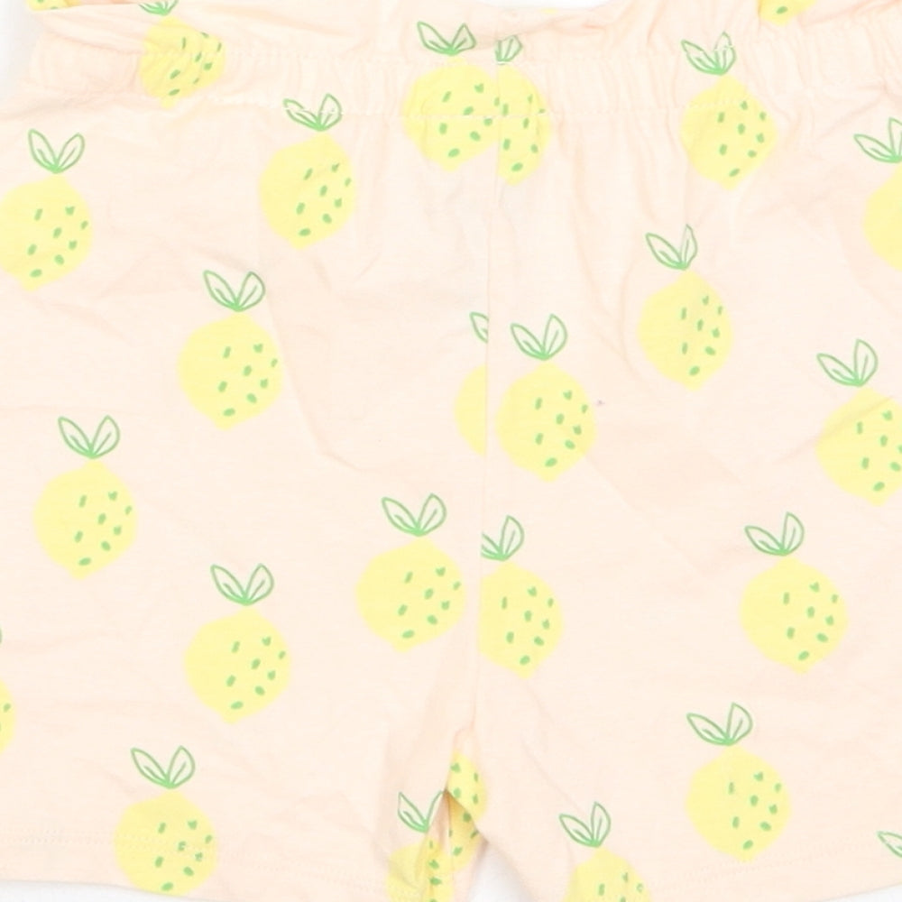 Marks and Spencer Girls Pink Geometric Cotton Cropped Trousers Size 12-18 Months Pullover - Lemon Print