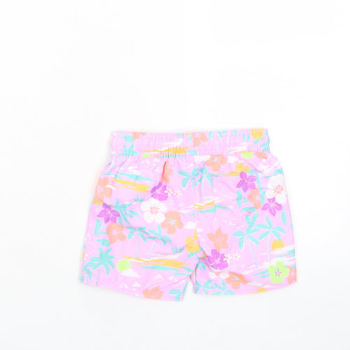 Marks and Spencer Girls Multicoloured Floral Polyester Cropped Trousers Size 12-18 Months Drawstring - Swim shorts