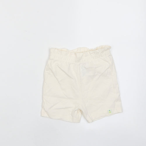 Marks and Spencer Girls White Cotton Cropped Trousers Size 12-18 Months Pullover - Embroidered