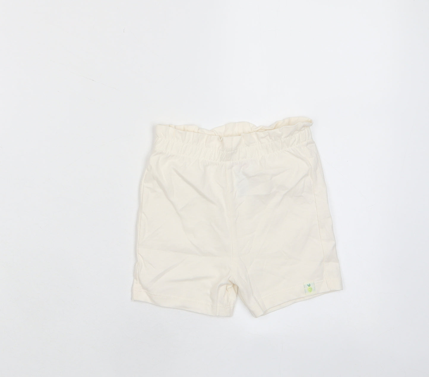 Marks and Spencer Girls White Cotton Cropped Trousers Size 12-18 Months Pullover - Embroidered