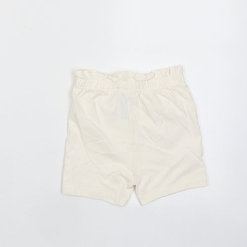Marks and Spencer Girls White Cotton Cropped Trousers Size 12-18 Months Pullover - Embroidered
