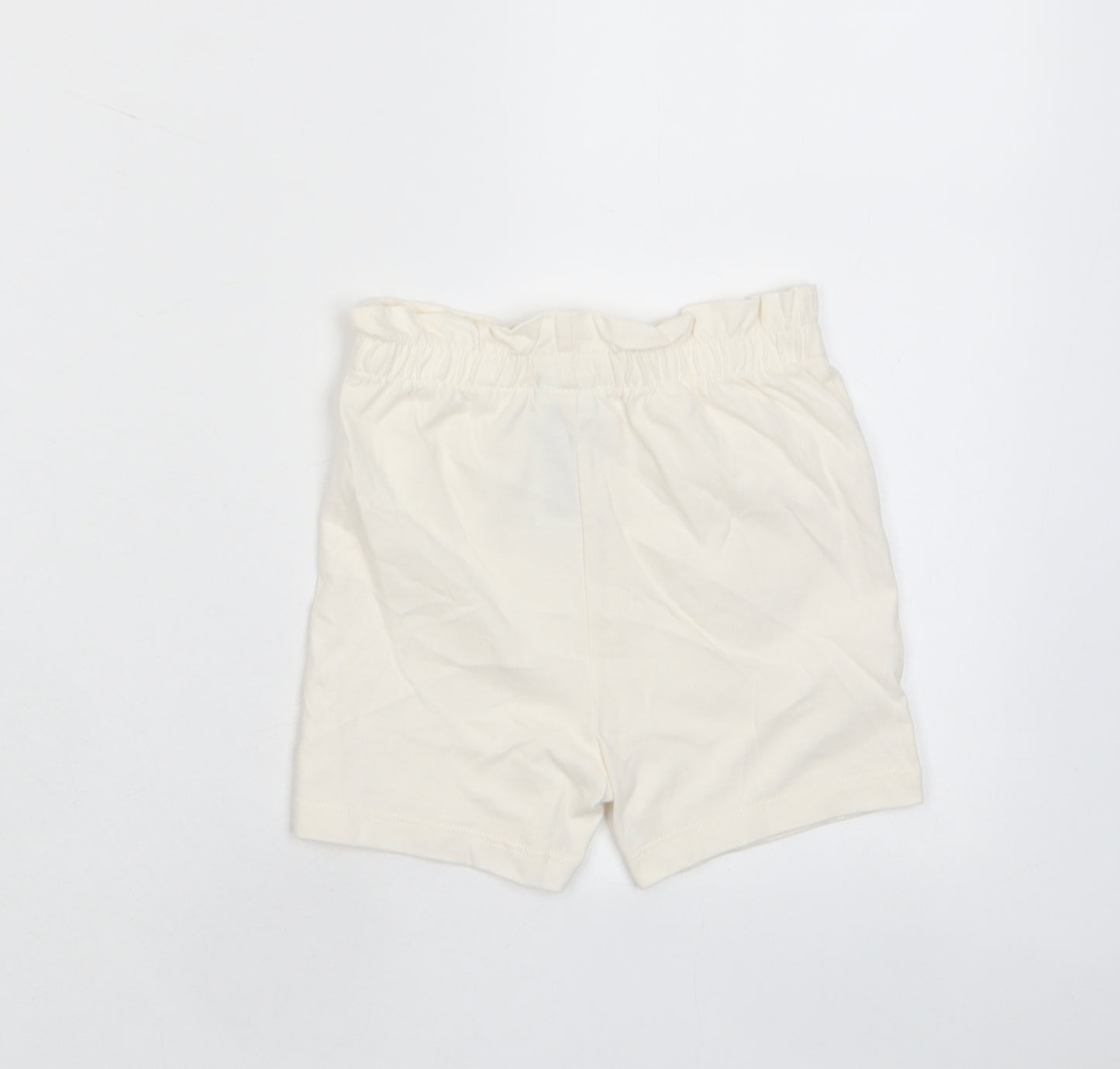 Marks and Spencer Girls White Cotton Cropped Trousers Size 12-18 Months Pullover - Embroidered