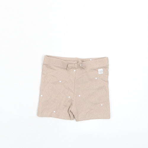 Marks and Spencer Girls Brown Polka Dot Cotton Cropped Trousers Size 3-6 Months Pullover - Embroidered