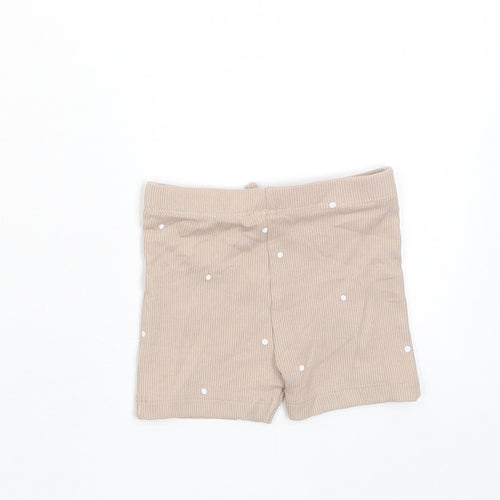 Marks and Spencer Girls Brown Polka Dot Cotton Cropped Trousers Size 3-6 Months Pullover - Embroidered