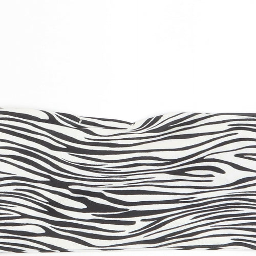 PRETTYLITTLETHING Womens White Animal Print Polyester Cropped T-Shirt Size 10 Off the Shoulder - Twist Front