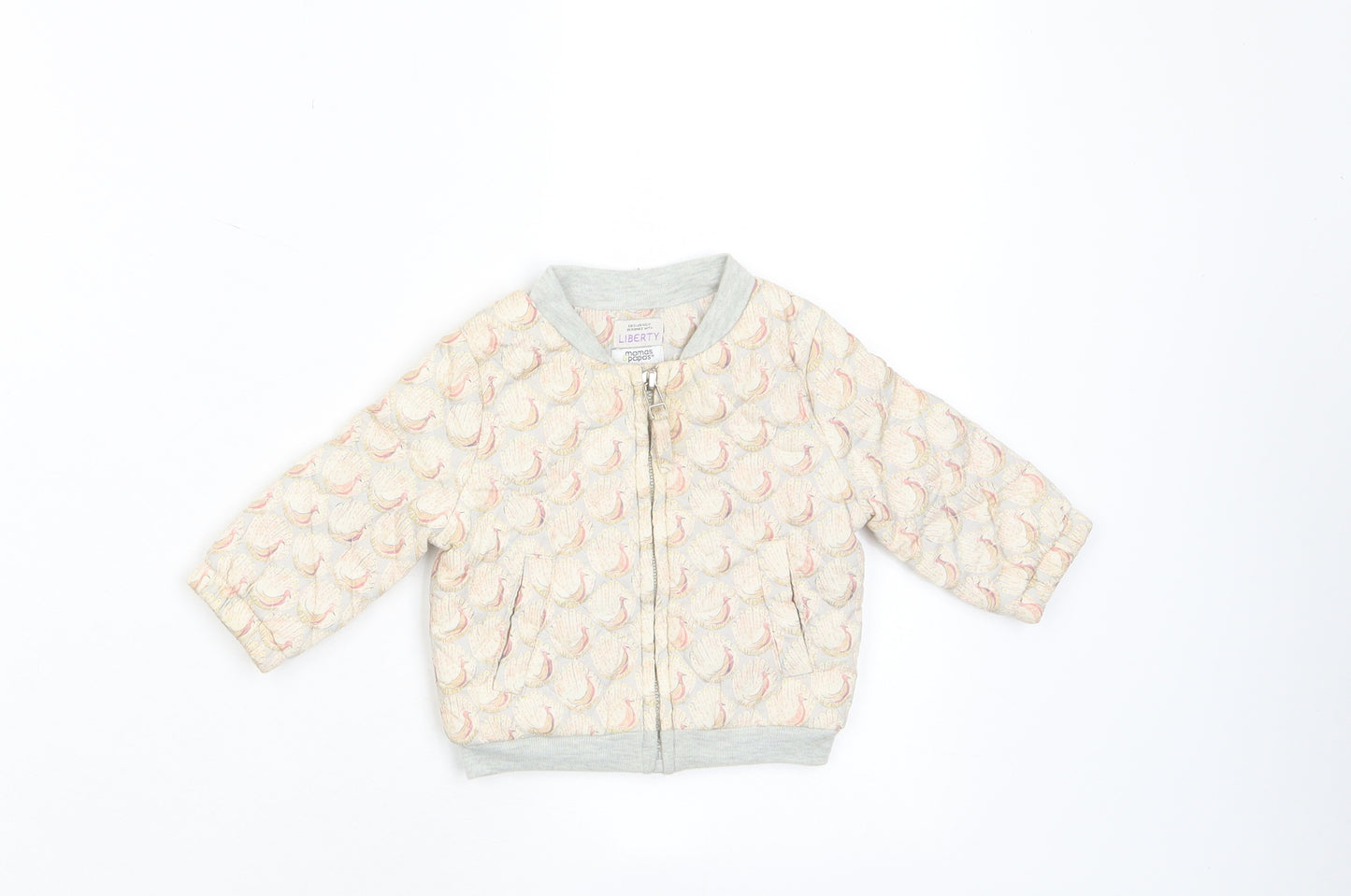 mamas & papas Girls Multicoloured Geometric Jacket Size 0-3 Months Zip - Pockets