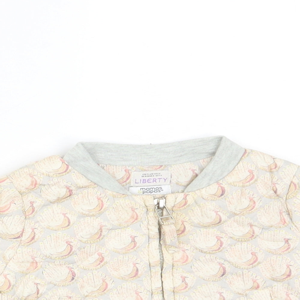 mamas & papas Girls Multicoloured Geometric Jacket Size 0-3 Months Zip - Pockets