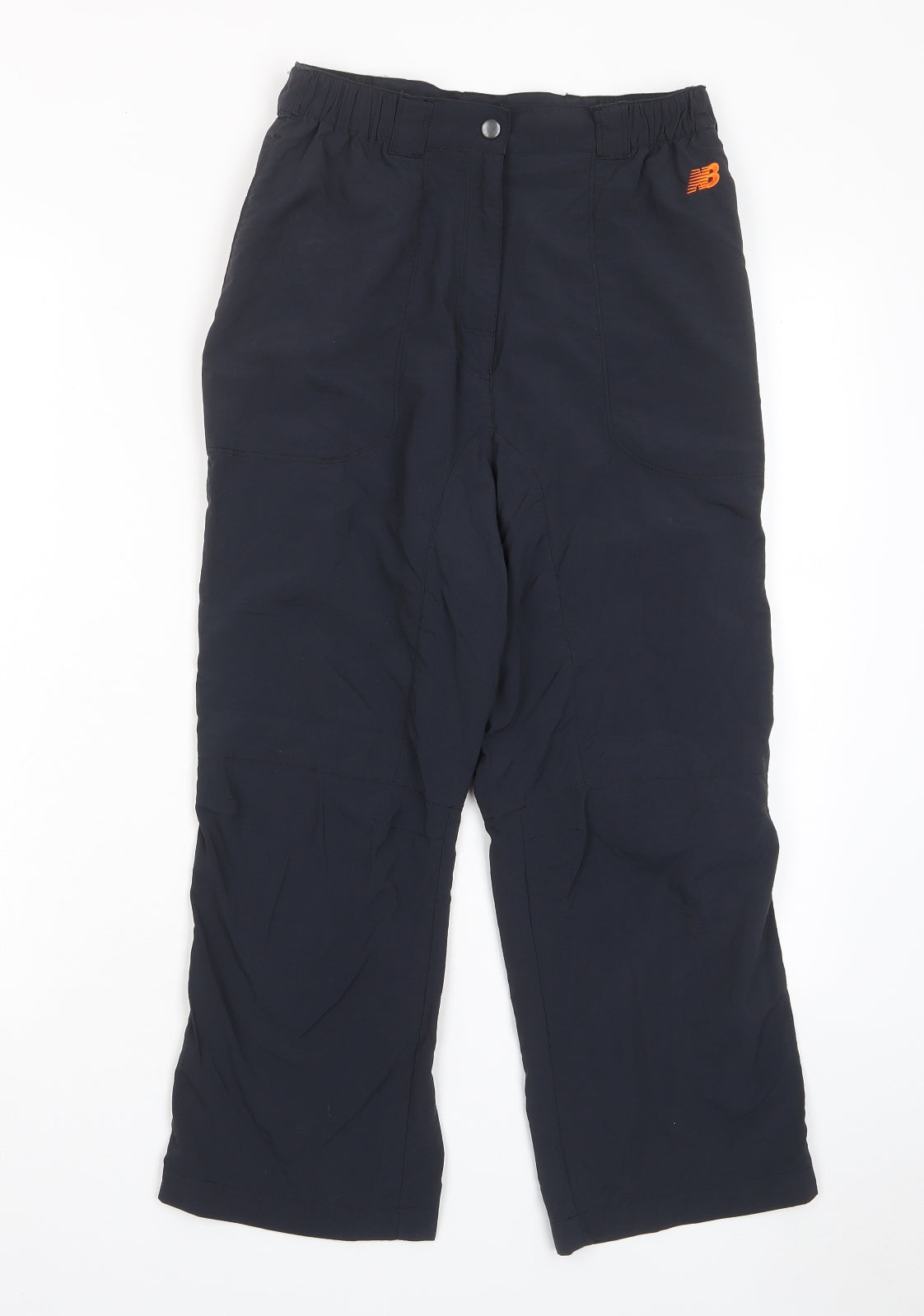 New Balance Mens Black Polyamide Trousers Size S L23 in Regular Zip - Pockets, Logo, Embroidered