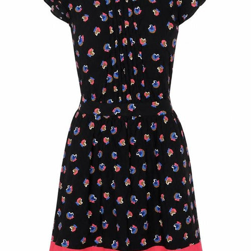 Henry Holland Womens Black Geometric Viscose A-Line Size 10 Crew Neck Button - Tie Back