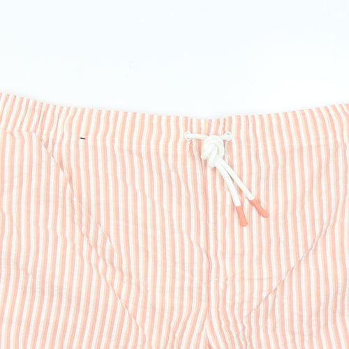 Marks and Spencer Mens Red Striped Cotton Bermuda Shorts Size 4XL L6 in Regular Drawstring - Pockets