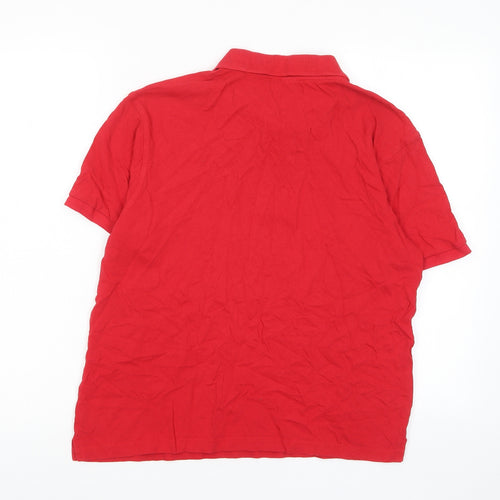 Ralph Lauren Boys Red Cotton Basic Polo Size M Collared Button - Logo