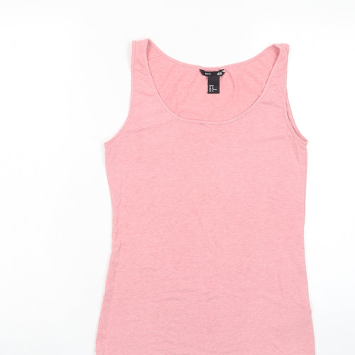 H&M Womens Pink Cotton Basic Tank Size M Scoop Neck