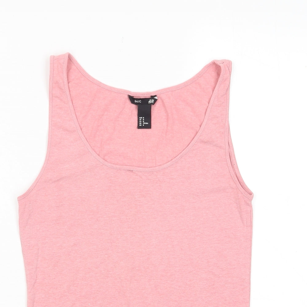 H&M Womens Pink Cotton Basic Tank Size M Scoop Neck