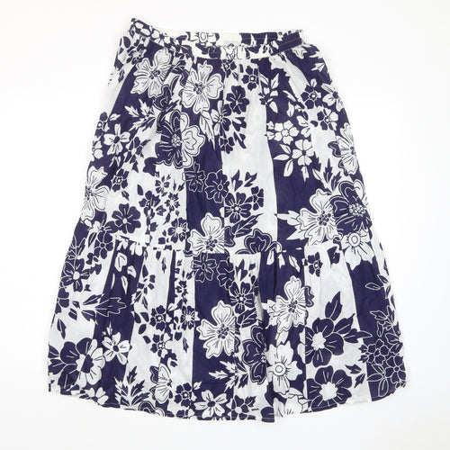 Joanna Hope Womens Blue Floral Cotton A-Line Skirt Size 16