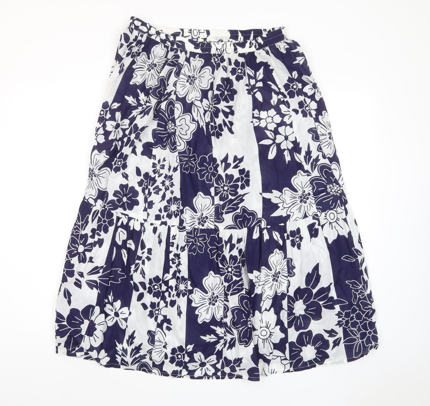 Joanna Hope Womens Blue Floral Cotton A-Line Skirt Size 16