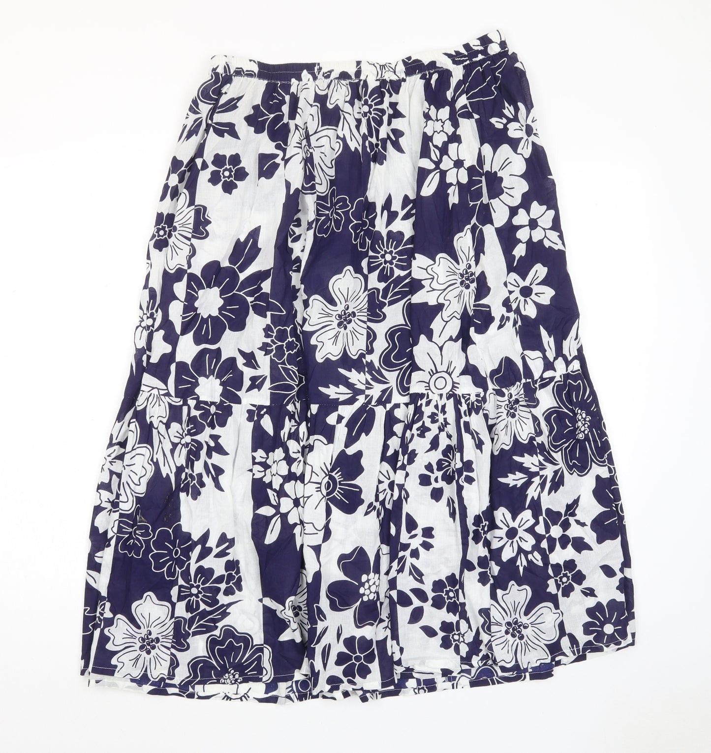 Joanna Hope Womens Blue Floral Cotton A-Line Skirt Size 16