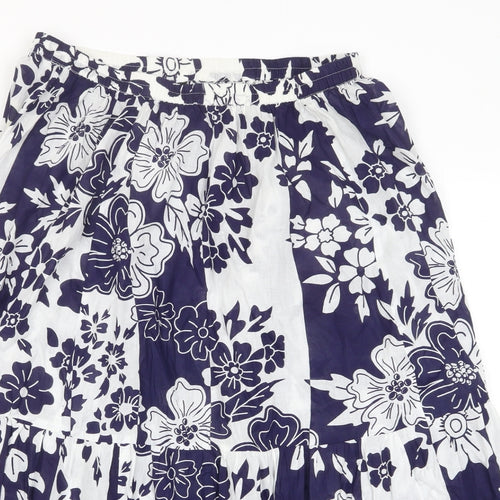 Joanna Hope Womens Blue Floral Cotton A-Line Skirt Size 16