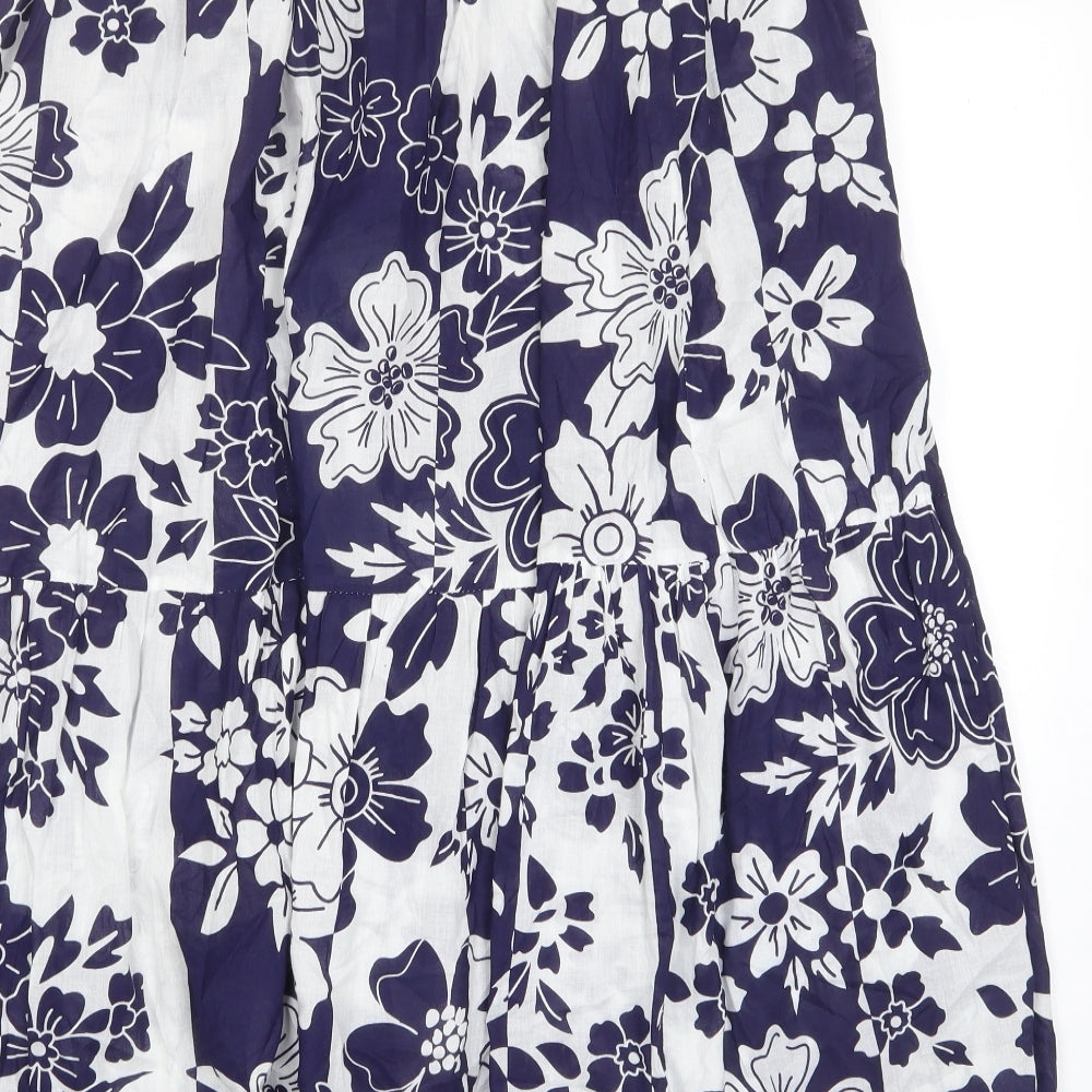 Joanna Hope Womens Blue Floral Cotton A-Line Skirt Size 16