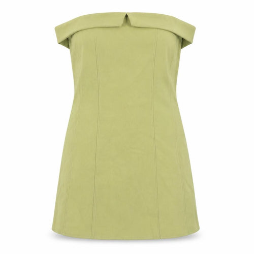 Urban Outfitters Womens Green Viscose Bodycon Size L Off the Shoulder Zip - Bandeau Dress