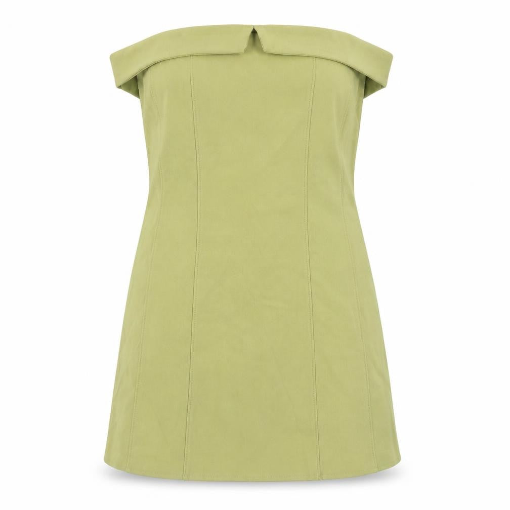 Urban Outfitters Womens Green Viscose Bodycon Size L Off the Shoulder Zip - Bandeau Dress
