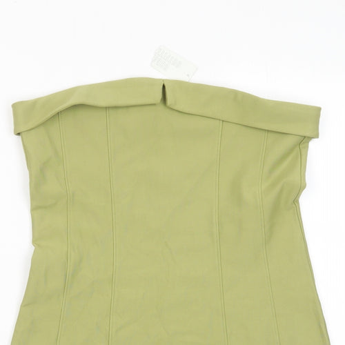 Urban Outfitters Womens Green Viscose Bodycon Size L Off the Shoulder Zip - Bandeau Dress