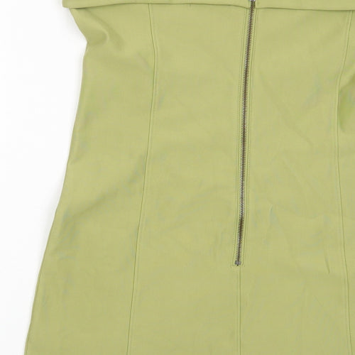 Urban Outfitters Womens Green Viscose Bodycon Size L Off the Shoulder Zip - Bandeau Dress