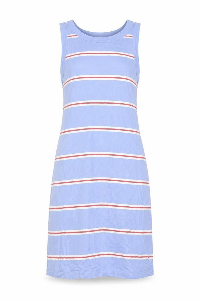 Marks and Spencer Womens Blue Striped Cotton Tank Dress Size S Crew Neck Pullover