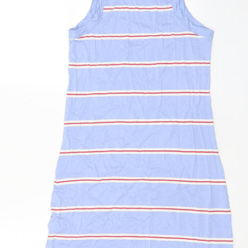 Marks and Spencer Womens Blue Striped Cotton Tank Dress Size S Crew Neck Pullover