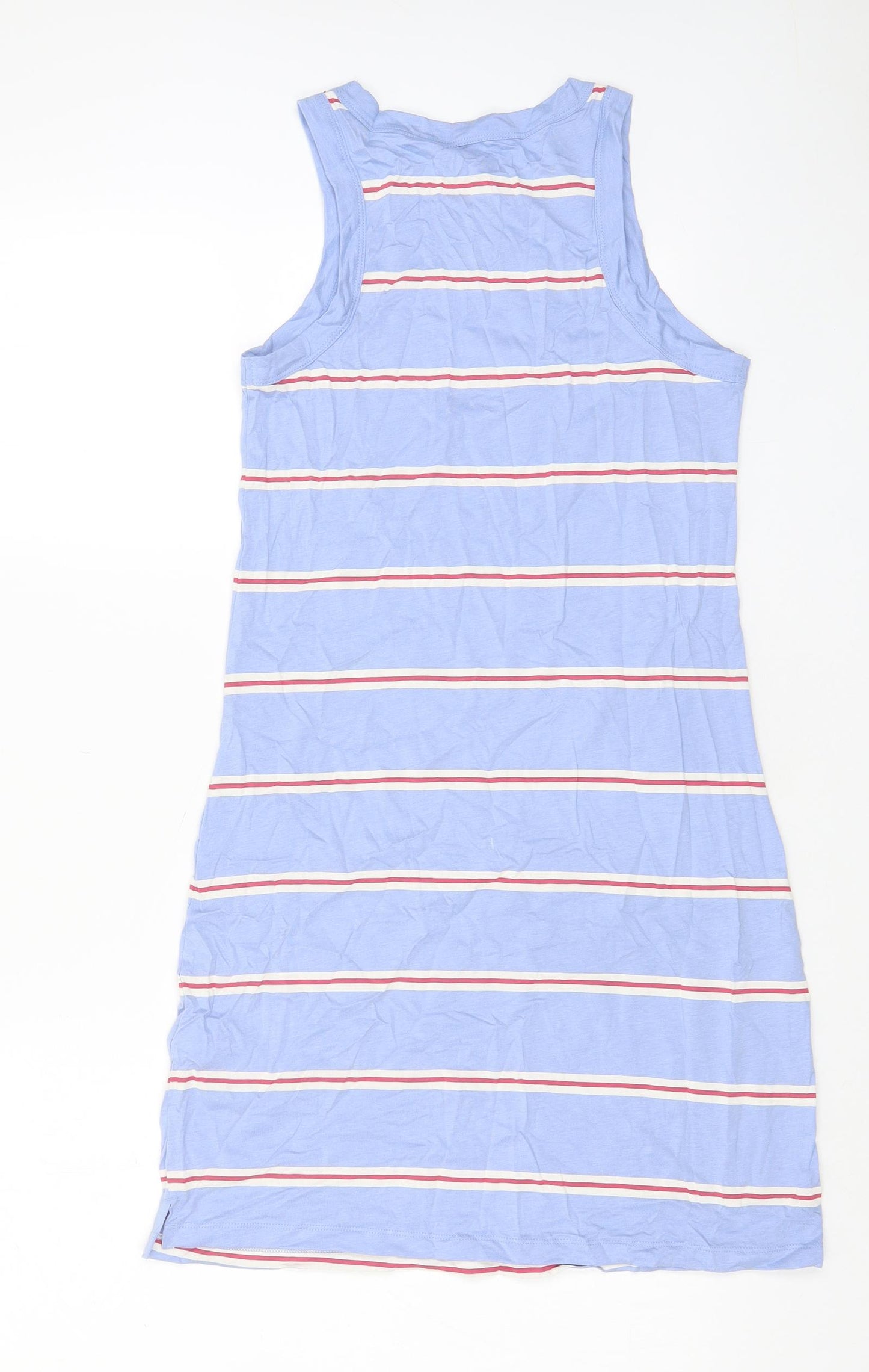 Marks and Spencer Womens Blue Striped Cotton Tank Dress Size S Crew Neck Pullover