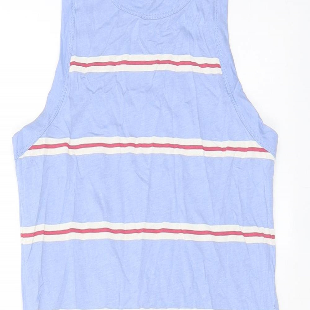 Marks and Spencer Womens Blue Striped Cotton Tank Dress Size S Crew Neck Pullover