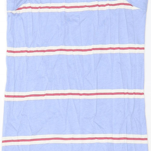Marks and Spencer Womens Blue Striped Cotton Tank Dress Size S Crew Neck Pullover