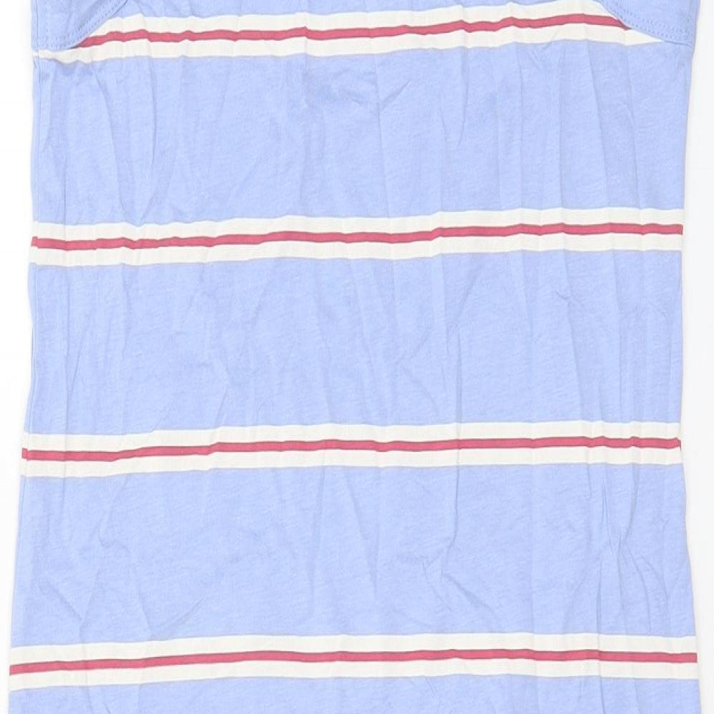 Marks and Spencer Womens Blue Striped Cotton Tank Dress Size S Crew Neck Pullover