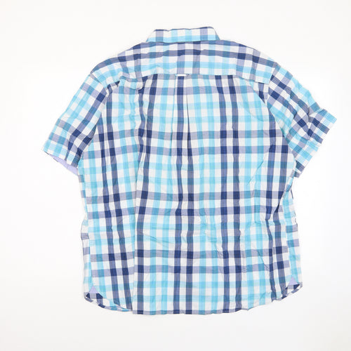 Blue Harbour Mens Blue Plaid Cotton Button-Up Size 2XL Collared Button - Pocket
