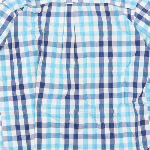 Blue Harbour Mens Blue Plaid Cotton Button-Up Size 2XL Collared Button - Pocket